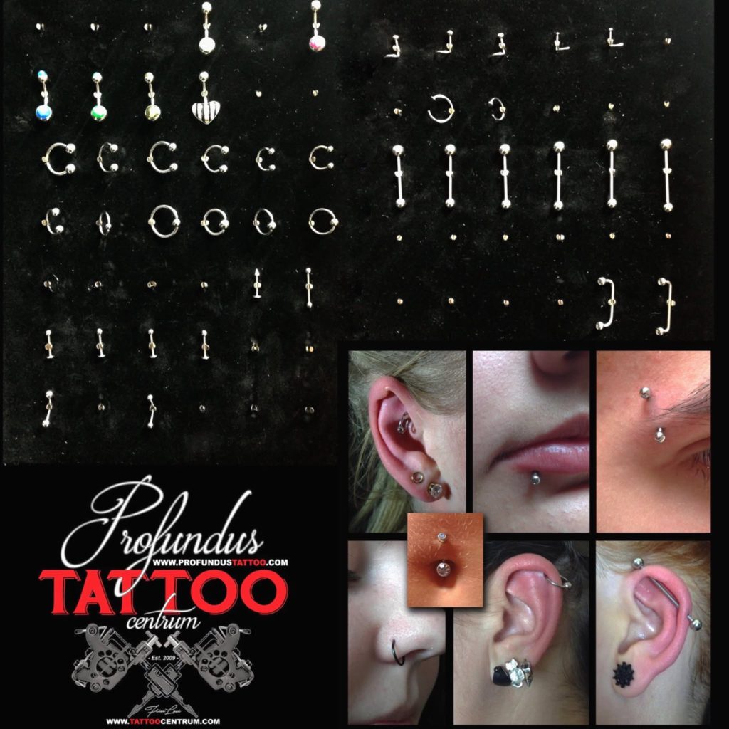 Piercing testékszer Profundus Tattoo Baján: fül karika, septum, köldök piercing, healed testékszer, orvosi fém ékszerek Friedrich László stúdiójában
